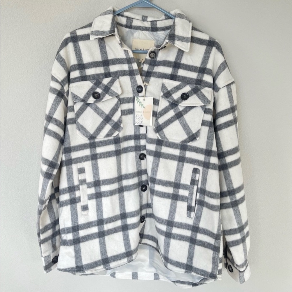 💎HP💎NWT Thread & Supply White Checked Shacket